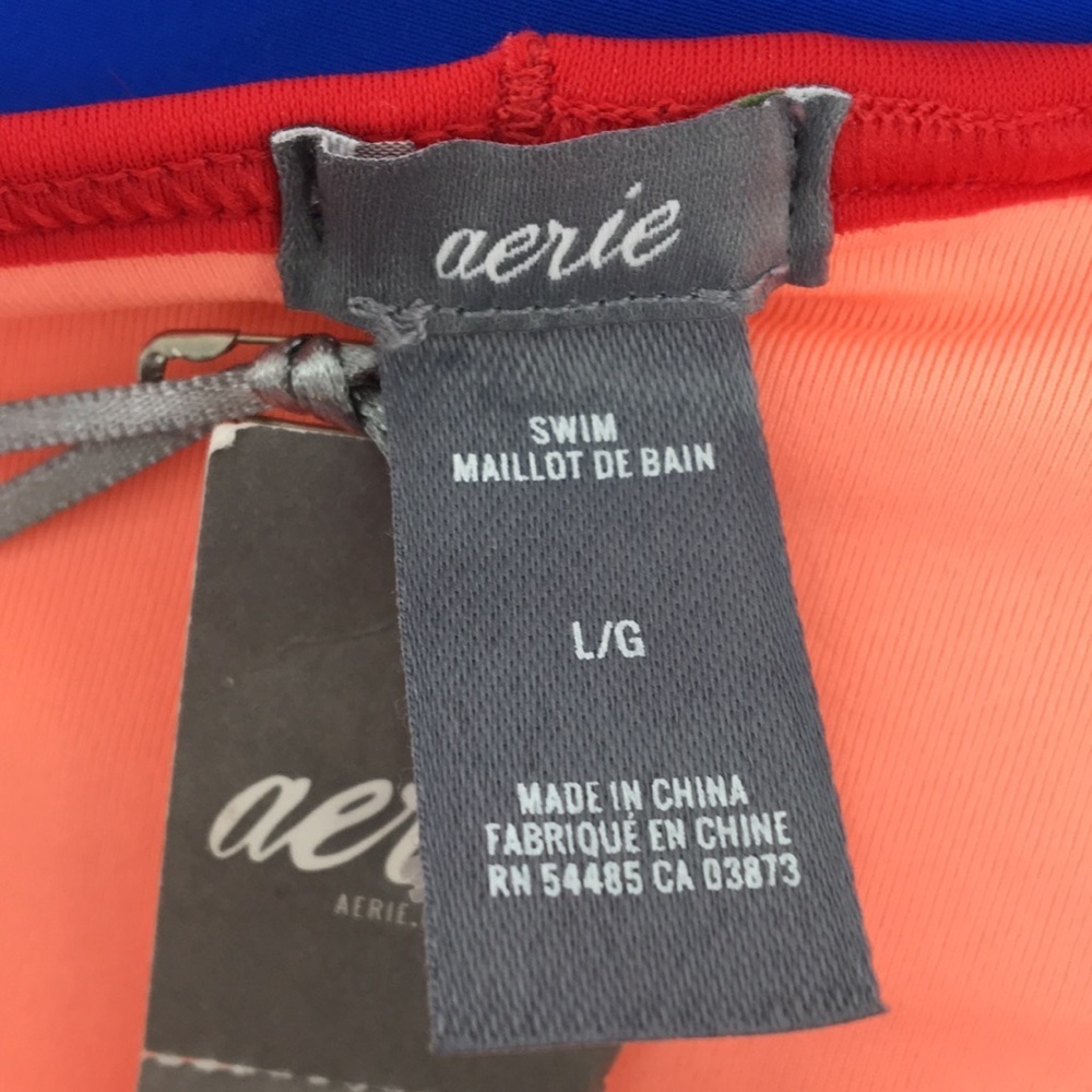 Aerie Bikini Bottoms High Cut Blue and Red Bundle of 2 Size L NEW With Tags - Picture 5 of 8